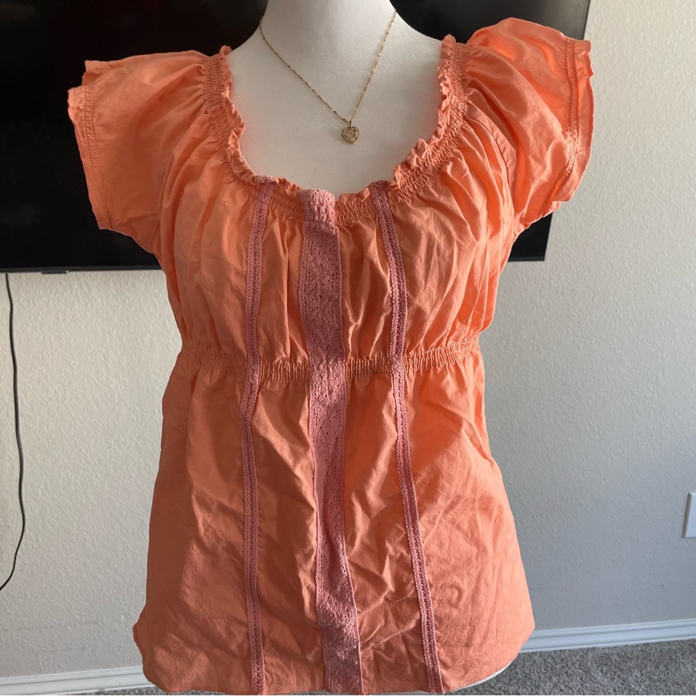 Old Navy Vibrant Orange Blouse XS